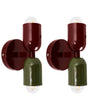 Set of 2 Wall Lamps Red and Green Metal Shades Two-Light Up-Down Wall Mounted Lamps Scones Beliani