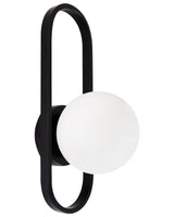 Wall Lamp Black Metal Base Opaque Glass Lampshade Geometric Form Modern Beliani