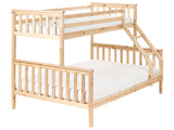 Single over Double Bunk Bed Light Brown Pine Wood 90/140 x 200 cm High Sleeper Children Kids Bedroom Beliani