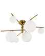 Ceiling Lamp Gold Metal with 6 Globe-Shaped Glass Lampshades Glamout Style Beliani