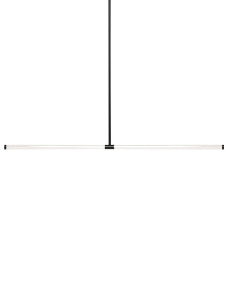 LED Pendant Lamp Black Metal Linear Light Minimalistic Form Beliani