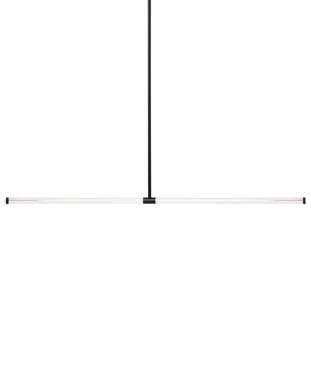 LED Pendant Lamp Black Metal Linear Light Minimalistic Form Beliani