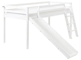 Kids Bed White Pine Wood EU Single Size 90 x 200 cm with Slatted Frame and Slide Bed for Toddler Beliani