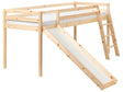 Kids Bed Light Brown Pine Wood EU Single Size 90 x 200 cm with Slatted Frame and Slide Bed for Toddler Beliani