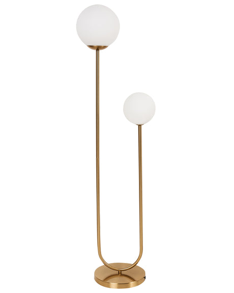 2 Light Floor Lamp Gold Metal Glass Golbe-*Shaped Shades Glamour Style Beliani
