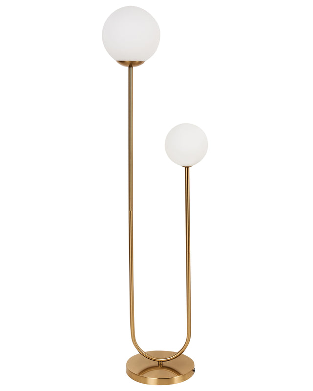 2 Light Floor Lamp Gold Metal Glass Golbe-*Shaped Shades Glamour Style Beliani