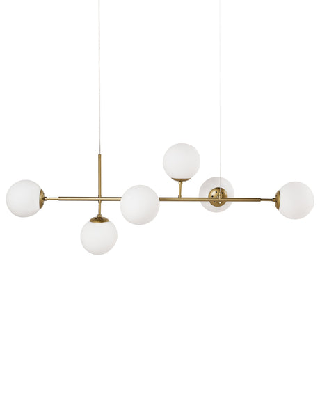 Ceiling Lamp Gold Metal with 6 Globe-Shaped Glass Lampshades Glamour Style Beliani