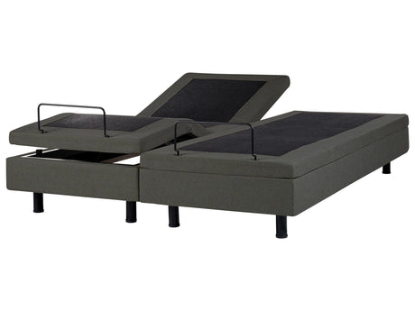 Electric Bed Dark Grey Polyester EU Super King Size 6ft Remote Control Adjustable without Headboard Beliani