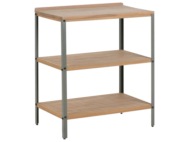 Outdoor Kitchen Island Brown Acacia Wood 2 Shelves Unit with Top 50 x 80 x 92 cm Garden Kitchen Dining Beliani
