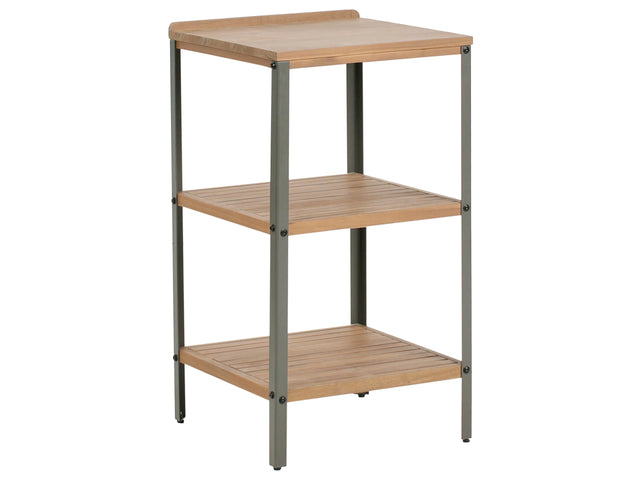 Outdoor Kitchen Island Brown Acacia Wood 2 Shelves Unit with Top 50 x 50 x 92 cm Garden Kitchen Dining Beliani