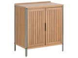 Outdoor Kitchen Cabinet Brown Acacia Wood 2 Shelves 2 Doors Unit with Top 50 x 80 x 92 cm Garden Kitchen Dining Beliani