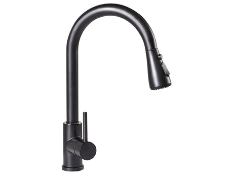Kitchen Tap Black Stainless Steel Pull Out Mixer Spring Coil Faucet with Flexible Spring Hose Beliani