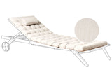 Sun Lounger Pad Cushion Light Beige Polyester UV Resistant with Ties and Headrest Thick Cushion Beliani