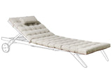 Sun Lounger Pad Cushion Taupe Polyester UV Resistant with Ties and Headrest Thick Cushion Beliani