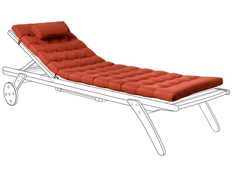 Sun Lounger Pad Cushion Red Polyester UV Resistant with Ties and Headrest Thick Cushion Beliani