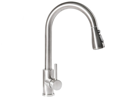 Kitchen Tap Silver Stainless Steel Pull Out Mixer Spring Coil Faucet with Flexible Spring Hose Beliani
