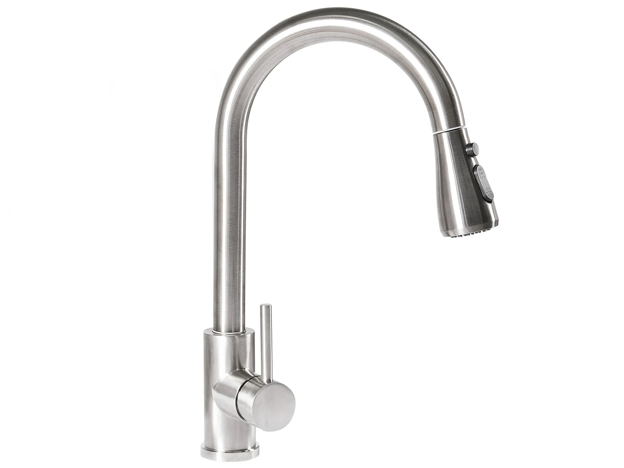 Kitchen Tap Silver Stainless Steel Pull Out Mixer Spring Coil Faucet with Flexible Spring Hose Beliani