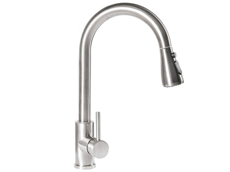 Kitchen Tap Silver Stainless Steel Pull Out Mixer Spring Coil Faucet with Flexible Spring Hose Beliani