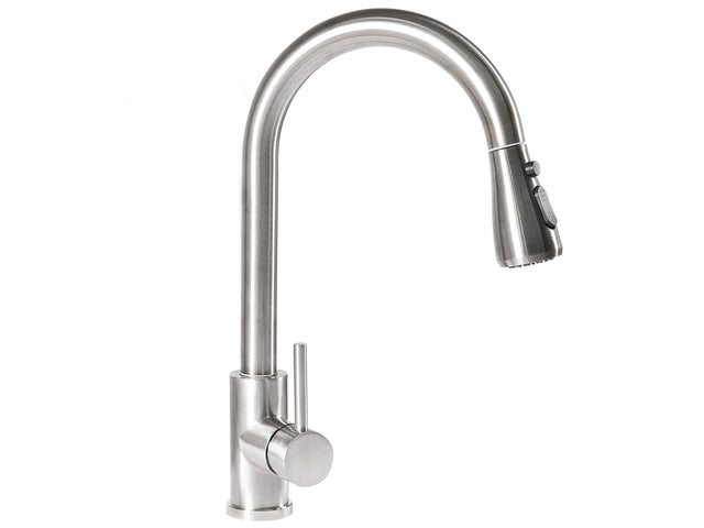 Kitchen Tap Silver Stainless Steel Pull Out Mixer Spring Coil Faucet with Flexible Spring Hose Beliani