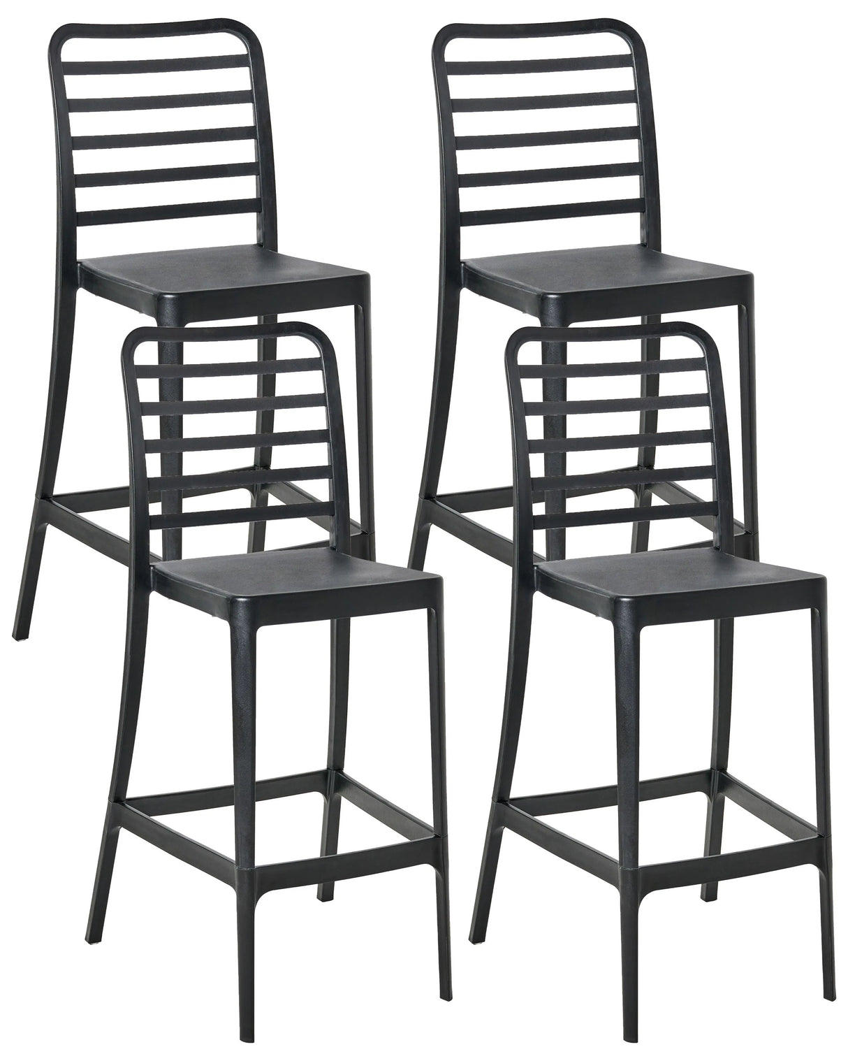Set of 4 Dining Bar Chairs Black PP Seat Stackable Indoor and Outdoor Armless Chairs Beliani
