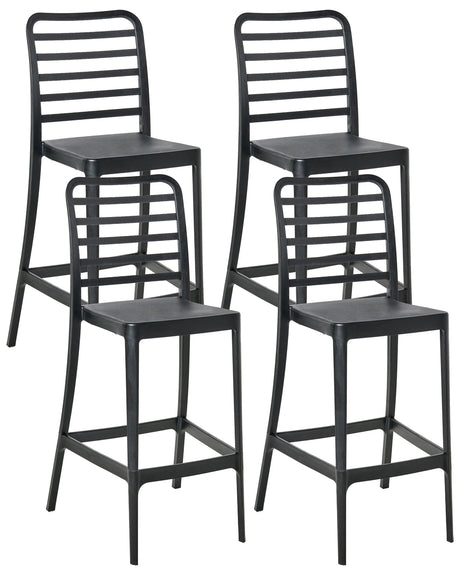 Set of 4 Dining Bar Chairs Black PP Seat Stackable Indoor and Outdoor Armless Chairs Beliani