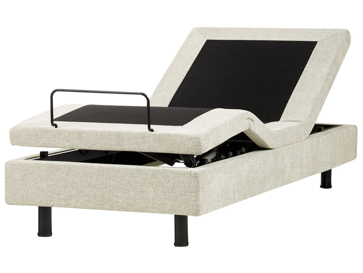 Electric Bed without Headboard  Beige EU Single 3ft Remote Control Adjustable Fabric Upholstery Beliani