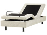 Electric Bed without Headboard  Beige EU Single 3ft Remote Control Adjustable Fabric Upholstery Beliani