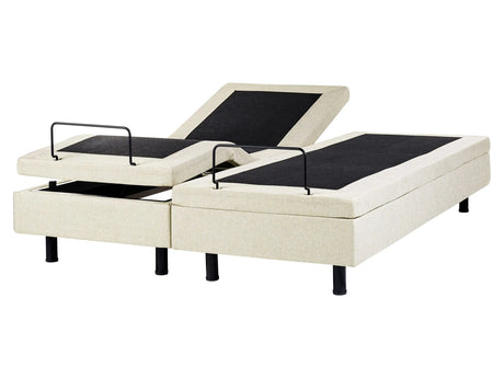 Electric Bed Beige  Polyester EU King Size 5ft3 Remote Control Adjustable without Headboard Beliani