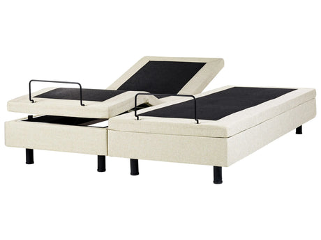 Electric Bed Beige Polyester EU Super King Size 6ft Remote Control Adjustable without Headboard Beliani