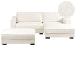 Left Hand Corner Sofa with Ottoman Off-White Boucle Upholstery 3 Seater L-Shaped with Cushions Modern Style Living Room Beliani