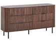 Sideboard Chest of Drawers Dark Brown Black Legs MDF Metal Retro 6 Drawers Living Room Beliani
