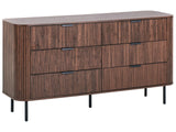Sideboard Chest of Drawers Dark Brown Black Legs MDF Metal Retro 6 Drawers Living Room Beliani