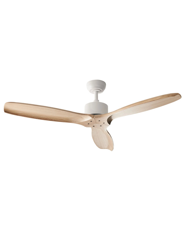 Ceiling Fan Ventilator Light Brown Solid Wood Remote Control 5 Speed Options Scandi Traditional Living Room Bedroom Beliani