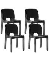 Set of 4 Dining Chairs Black Plastic Indoor Outdoor Stacking Garden without Armrests Minimalistic Style Beliani