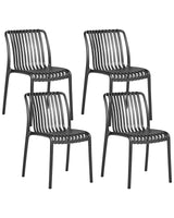 Set of 4 Dining Chairs Black Plastic Indoor Outdoor Stacking Garden without Armrests Minimalistic Style Beliani
