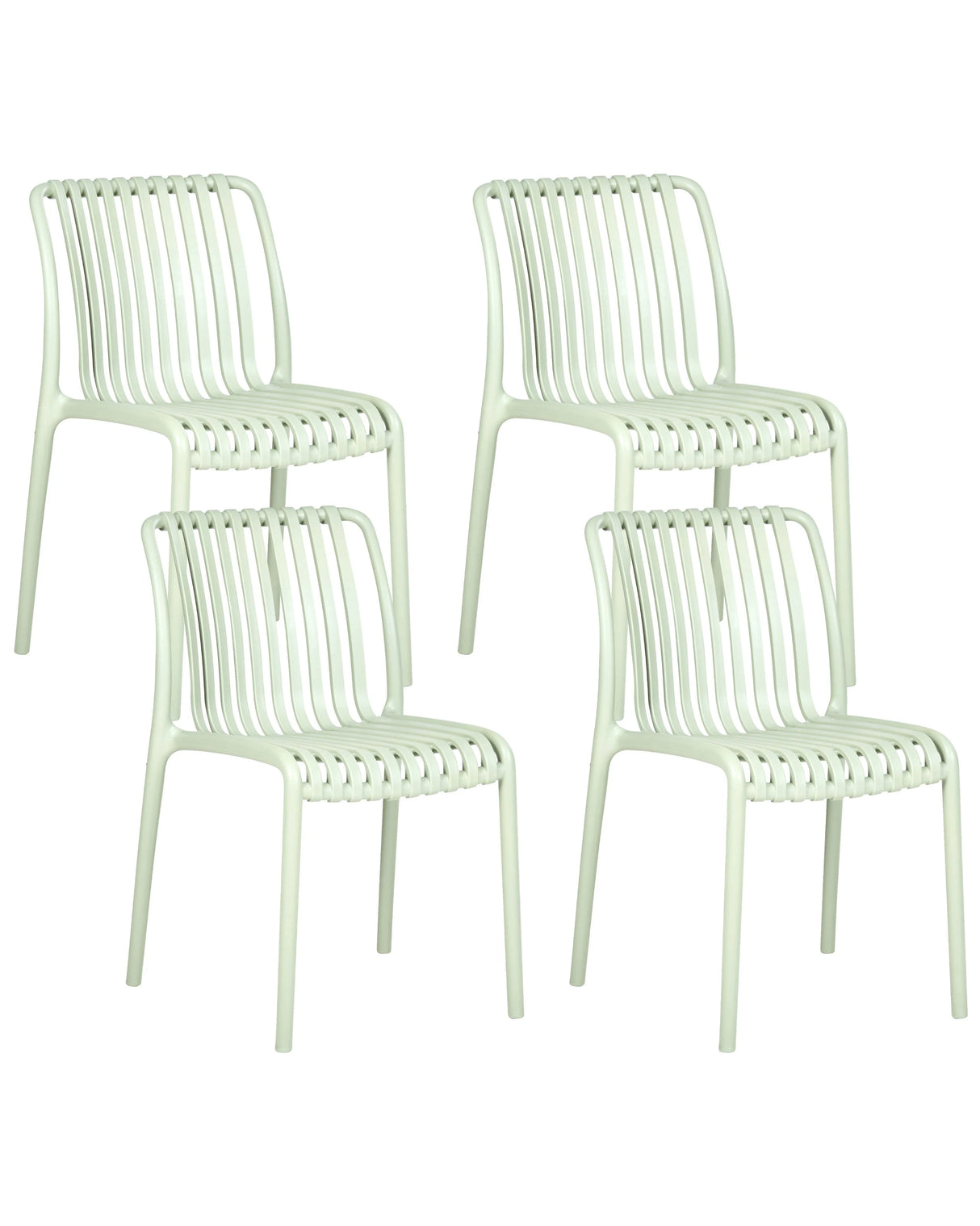 Set of 4 Dining Chairs Light Green Plastic Indoor Outdoor Stacking Garden without Armrests Minimalistic Style Beliani