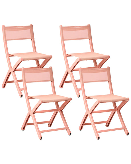 Set of 4 Dining Chairs Coral Plastic Indoor Outdoor Stacking Garden without Armrests Minimalistic Style Beliani
