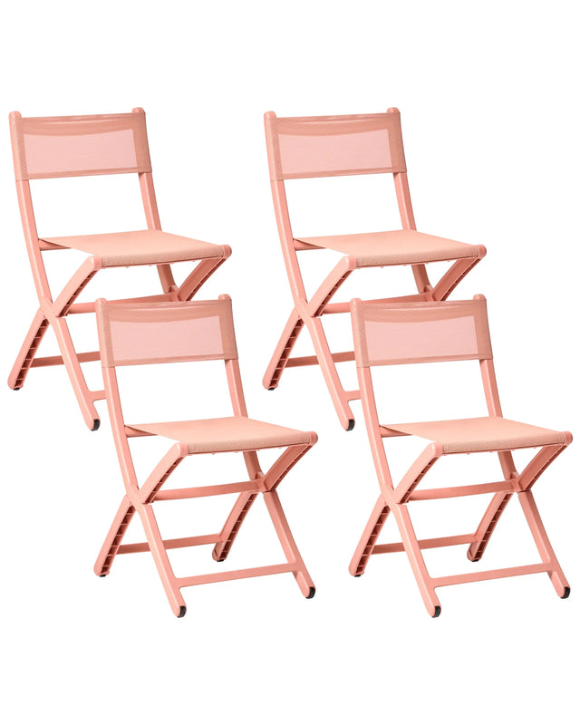 Set of 4 Dining Chairs Coral Plastic Indoor Outdoor Stacking Garden without Armrests Minimalistic Style Beliani