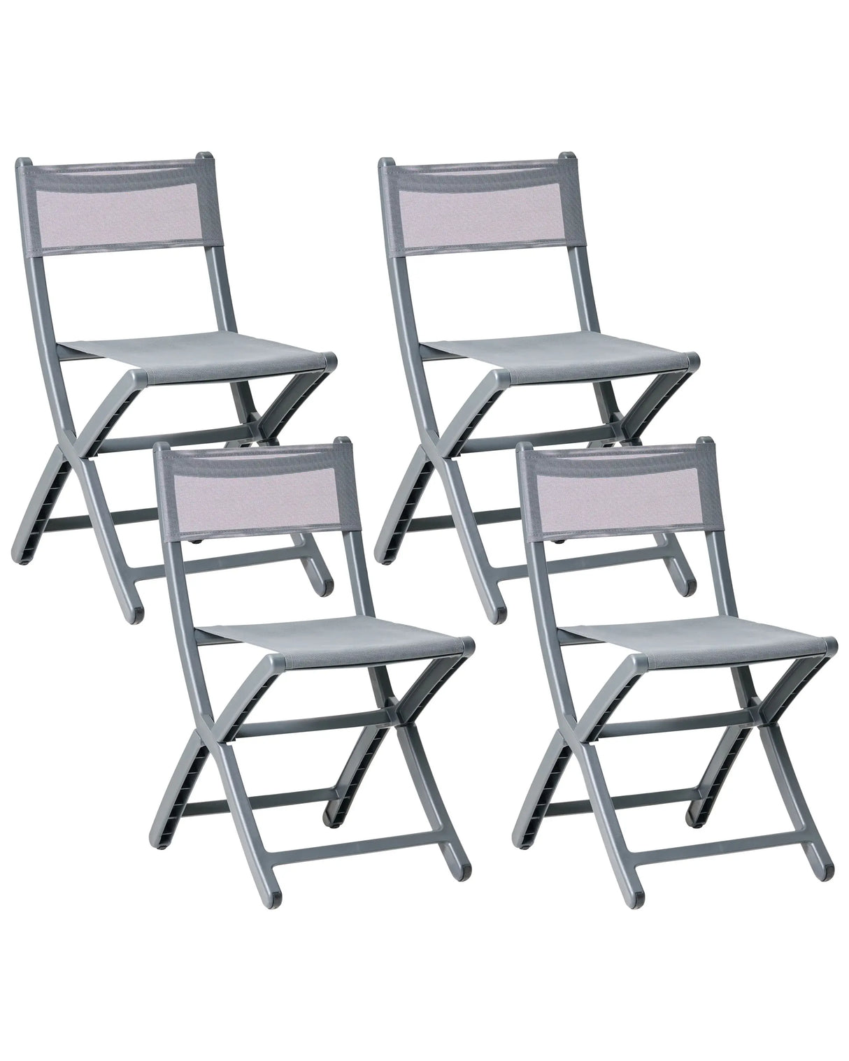 Set of 4 Dining Chairs Dark Grey Plastic Indoor Outdoor Stacking Garden without Armrests Minimalistic Style Beliani