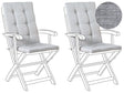 Set of 2 Outdoor Seat/Back Cushions Grey Melange Polyester Tufted Thick Cushion for a Garden Chair Beliani