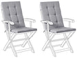 Set of 2 Outdoor Seat/Back Cushions Light Grey Polyester Tufted Thick Cushion for a Garden Chair Beliani
