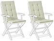 Set of 2 Outdoor Seat/Back Cushions Light Green Polyester Tufted Thick Cushion for a Garden Chair Beliani