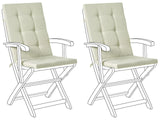 Set of 2 Outdoor Seat/Back Cushions Light Green Polyester Tufted Thick Cushion for a Garden Chair Beliani