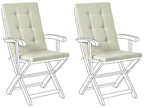 Set of 2 Outdoor Seat/Back Cushions Light Green Polyester Tufted Thick Cushion for a Garden Chair Beliani