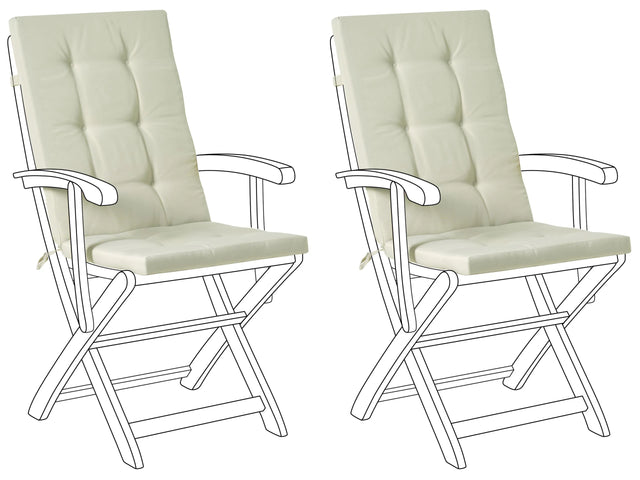 Set of 2 Outdoor Seat/Back Cushions Light Green Polyester Tufted Thick Cushion for a Garden Chair Beliani