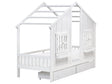 Bed with Storage Drawers White Pine Wood EU Single Size 3ft High Sleeper Children Kids Bedroom Beliani