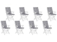 Set of 8 Outdoor Seat/Back Cushions Light Grey Polyester Tufted Thick Cushion for a Garden Chair Beliani