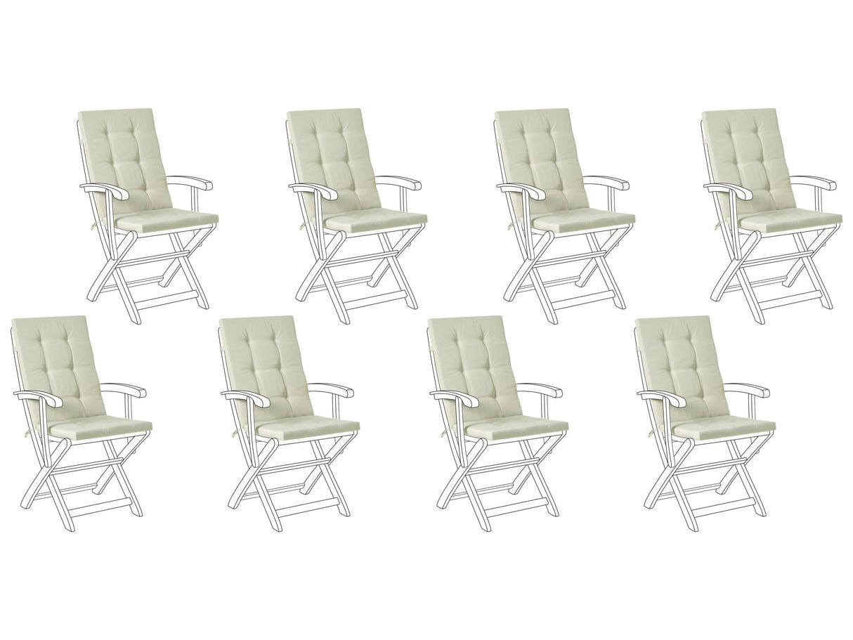 Set of 8 Outdoor Seat/Back Cushions Light Green Polyester Tufted Thick Cushion for a Garden Chair Beliani