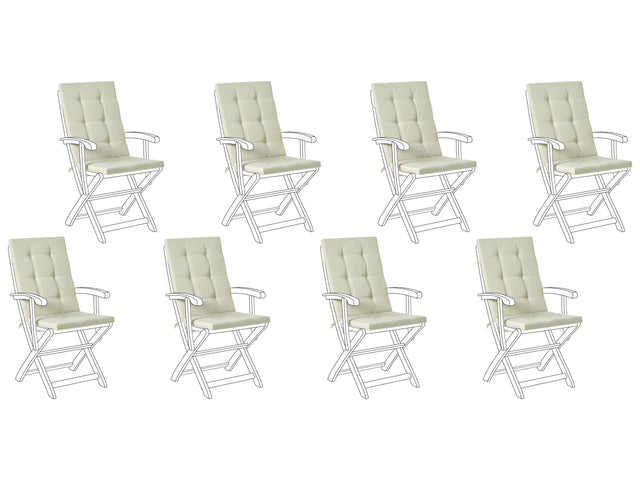 Set of 8 Outdoor Seat/Back Cushions Light Green Polyester Tufted Thick Cushion for a Garden Chair Beliani