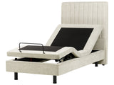Electric Bed Beige EU Single 3ft Remote Control Adjustable Fabric Upholstery Beliani